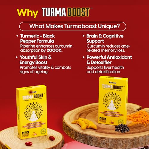 Image of Rusan TURMA BOOST Curcumin 95% 400mg + Black Pepper Extract | 10 Capsules | Immunity & Joint Care | Anti-Inflammatory Support
