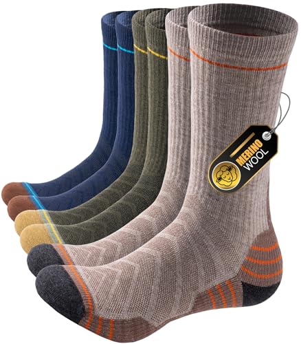 Alaplus Mens Thermal Socks Womens Merino Wool Socks Thick Warm Winter Socks Cushioned Crew Socks for Work Hiking Walking Skiing Running and Outdoor Sports 3 Pairs