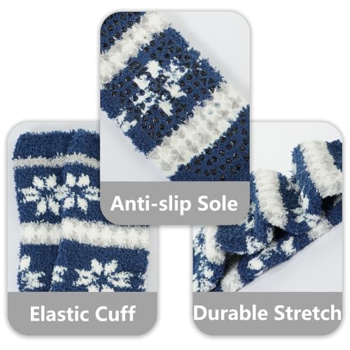 BenSorts Men Fuzzy Slipper Socks with Grips Non Slip Sole Warm House Socks Christmas Gifts3
