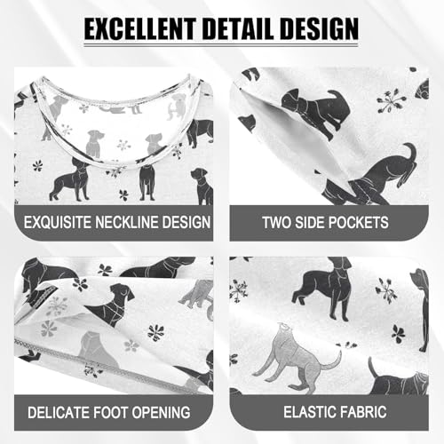 ALAZA Silhouette Pug Dog Paw Print Pajamas Set Short Sleeve Cotton Sleepwear Summer Pjs 2 Piece 5-14Y4