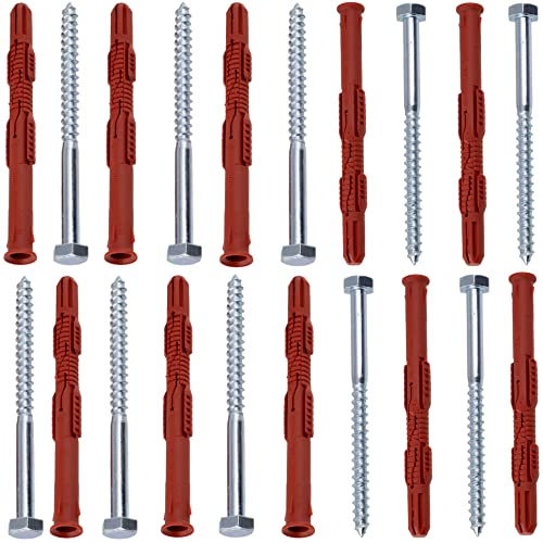 AERZETIX - C65002 - Juego de 10 tacos 10x120mm para ladrillos huecos/hormigón celular + 10 tornillos Ø7x120mm con cabeza hexagonal - en nylon/metal - fijación materiales huecos trabajos taladrado