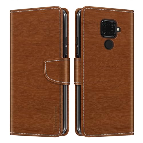 Custodia Portafoglio pelle Compatibile con Huawei Mate 30 Lite Cover Colorata Flip con Portacarte Chiusura Magnetica ProtettivaMarrone