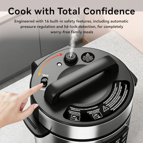 Image of Carori 8 Qt Electric Pressure Cooker, 9-in-1 Multi-Cooker 1000W with IMD Touchscreen, Non-Stick Inner Pot, For Pressure /Slow /Rice Cooking, Steaming, Saute & Keep Warm, Silver