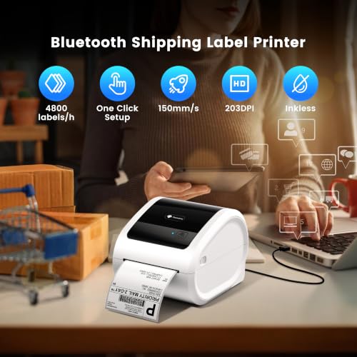 Image of Phomemo D520BT Thermal Label Printer with Built-in Paper Bin