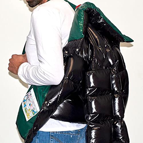 Jaqueta masculina acolchoada metálica casacos de inverno casaco parca com capuz quente jaqueta de in