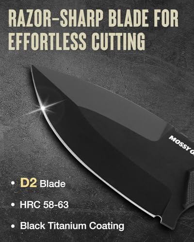 Image of Mossy Oak 8 Inch Fixed Blade Knife with Kydex Sheath, D2 Steel Full Tang Outdoor Camping Knife, G10 Handle for Bushcraft, Survival, Camping, Hiking