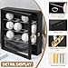 Wonderjune 16 Baseball Display Case with LED Light Acrylic Baseball Holder for Balls UV Protection Wall Mount Baseball Box with Lock Autographed Cabinet Rack for Collector Autographed Baseball