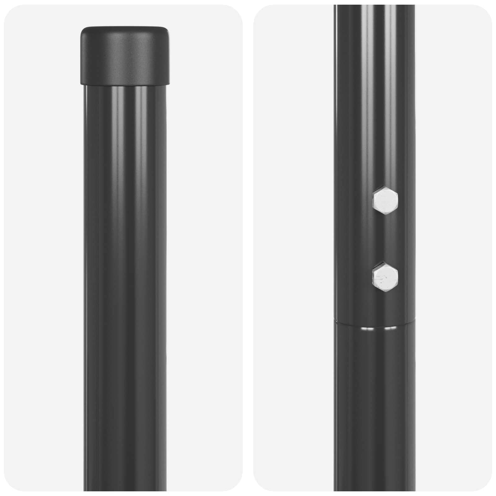 Juego de 12 postes de valla de acero con recubrimiento en polvo, de 160 cm, para valla de jardín, exterior, privacidad y delimitación de terrazas, color gris