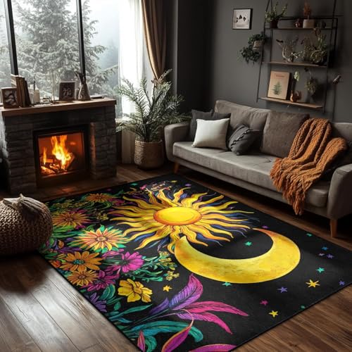 Tapete decorativo bohemio celestial 5x8 pies suave flannel miniatura 2