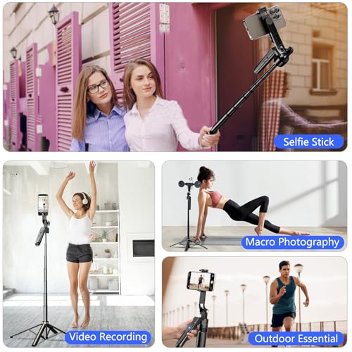Image of Auto Face Tracking Tripod for iPhone with Light, No APP Needed 70.9 inch Phone Camera Tripod Stand 360 Rotation Selfie Stick Follows Your Movement with Remote for Content Creator Vlog Live Stream