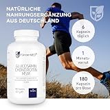 FürstenMED® Glucosamin Chondroitin MSM Hochdosiert + Vitamin C, 180 Kapseln als 4 Fach Komplex mit Glucosamine, Laborgeprüft & Ohne unerwünschte Zusatzstoffe