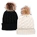 Toppers Womens Beanie Winter Warm Pompom Knitted Beanie Hat 2 Pcs