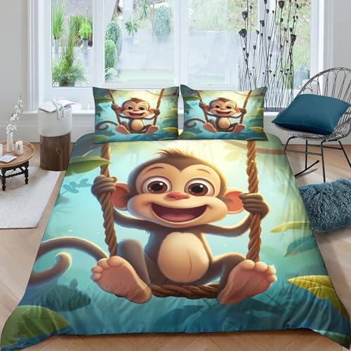 Housse de couette singe 3D en microfibre résistante supérieure - 4