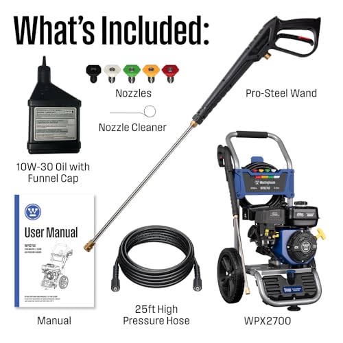 Image of Westinghouse WPX2700 Gas Pressure Washer, 2700 PSI and 2.3 GPM, Onboard Soap Tank, Spray Gun and Wand, 5 Nozzle Set, for Cars /Fences /Driveways /Homes /Patios /Furniture