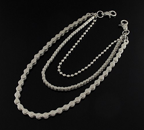 Zeckos WC-123 Triple Strand Chrome Bike Chain Link Plated Jeans Chain Wallet thumb #1