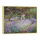 Wieco Art Framed Canvas Print Wall Art Irises in Monet's Garden,1900 by Claude Monet Impressionism Art Print...