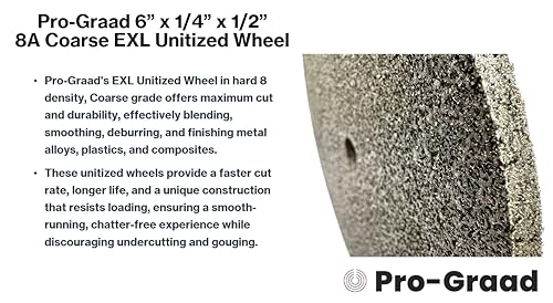 Image of EXL Unitized Wheel, Aluminum Oxide, 6 inch Diameter x 1 /4 inch Wide x 1 /2 inch Arbor, 8A Coarse | 13777 | (Pack of 1)