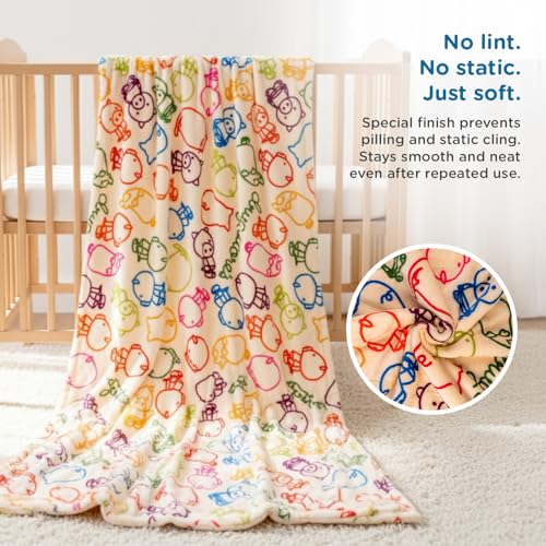 Image of Mee Mee Soft Single Layer Lightweight Flannel Baby Blanket with Pig Family Printed - Comfort and Warmth for Newborns (75 cm x 100 cm) 0-12 Months (Multicolor)