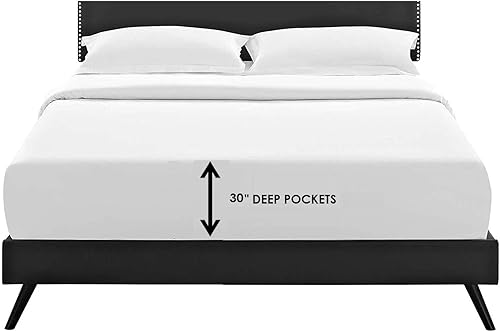 Miniatura 6 de Femini Fashion Sábanas de cama 100% algodón orgánico certificadas, 800 hilos, bolsillo profundo de 30 pulgadas, juego de sábanas de 4 piezas (1