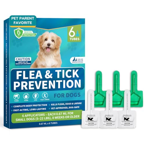 Flea and Tick Prevention for Small Dogs 6-Month Supply Dog Flea and Tick Treatment Drops Topical Fast-Acting Dog Flea Treatment for Small Dogs Up to 5 to 22 lbs