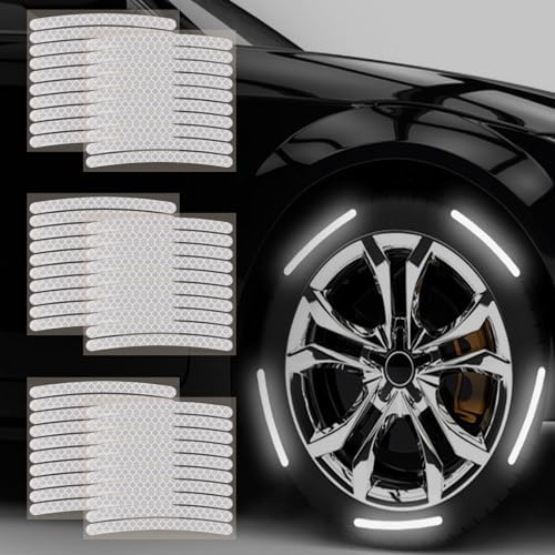 Ouligay 60pcs Car Wheel Hub Reflective Sticker, Silver