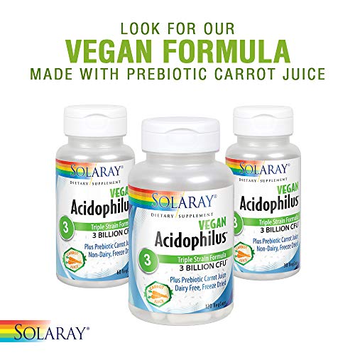 Image of SOLARAY Acidophilus 3 Strain Probiotic & Prebiotic Goats Milk | 3 Billion CFU & Freeze Dried | 50 VegCaps