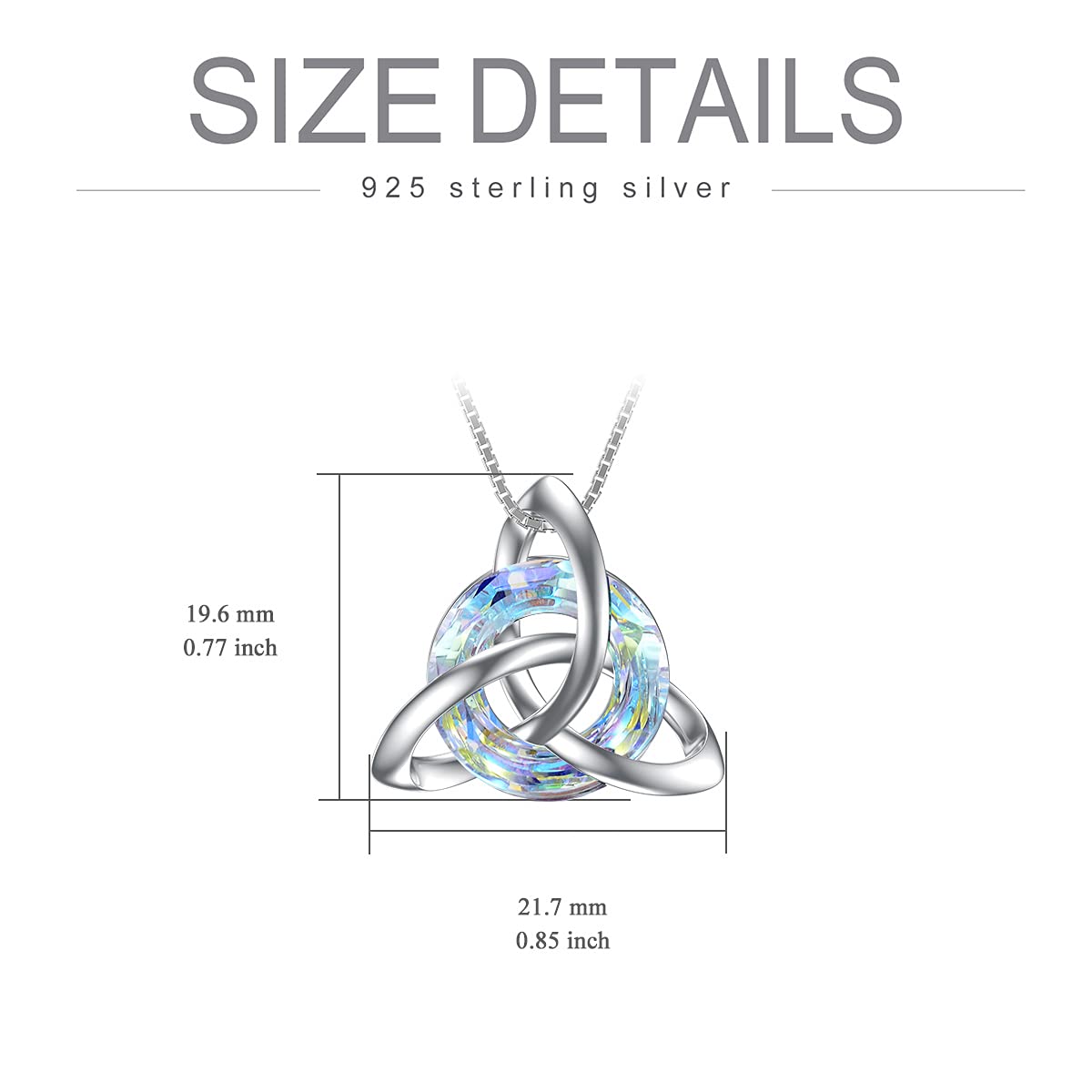 TOUPOP Keltische Kette für Damen S925 Sterling Silber keltisch Knotenschmuck mit Kristall Keltischen Halskette Geschenken für Irland Geburtstagsgeschenke für Frauen Mädchen