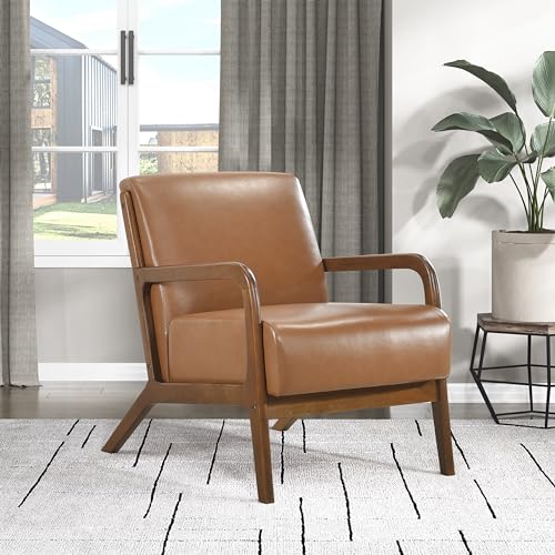 Lexicon Mid Century Modern Accent Chair with Solid...