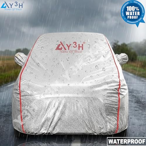 Image of 100% Waterproof Car Cover Compatible with Maruti Suzuki Ciaz | All Weather, Dust Proof, UV Protective with Mirror Pocket (Silver Magic)