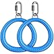 Dolibest Turnringe, 2er Runde Schaukelringe Trapezring Kunststoff Fitness Gymnastik Ringe Kletterringe mit Karabiner for Outdoor Spielplatz Hindernisparcours Klettergerüst, Blau