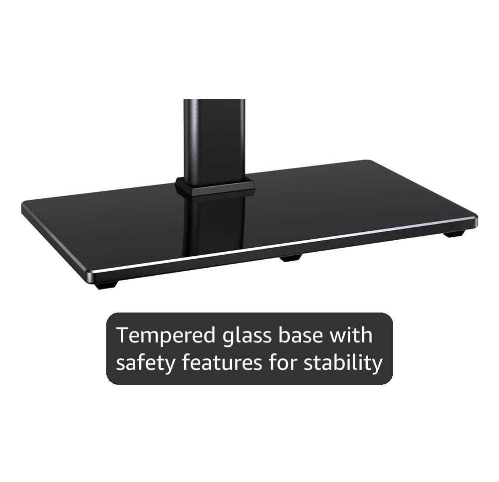 PERLESMITH Swivel Universal TV Stand Mount for 32-86 Inch LCD OLED Flat/Curved Screen TVs up to 99lbs-Height Adjustable Table Top TV Stand/Base with Tempered Glass Base&Wire Management,VESA 600x400mm