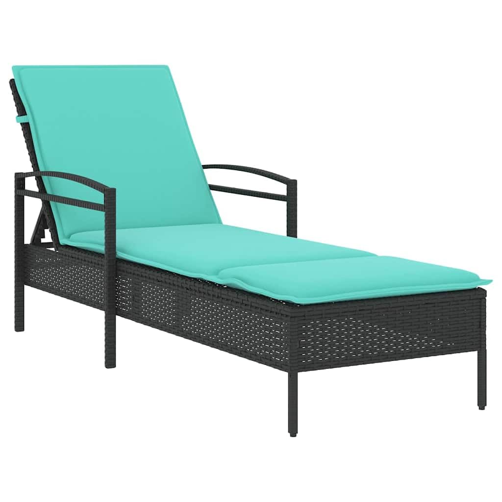 Tumbona con cojín (63 x 200 x 81 cm, resina trenzada (Estados Unidos), chaise longue de jardín, respaldo ajustable en 3 posiciones, baño de sol, muebles para terraza