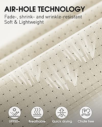 33,000ft Hemd Damen UPF50+ UV Schutz Outdoorhemd Schnelltrocknend Freizeithemd Langarm Funktionshemd Wanderhemd für Angeln Safari Reisen Golf Helles Khaki L