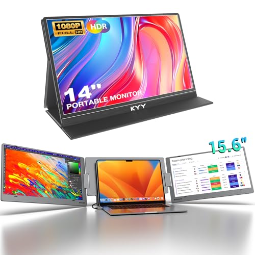 Image of KYY 14 inch Portable Monitor and 15.6 inch Portable Triple Laptop Screen Extender for Mac /Wins /Chrome