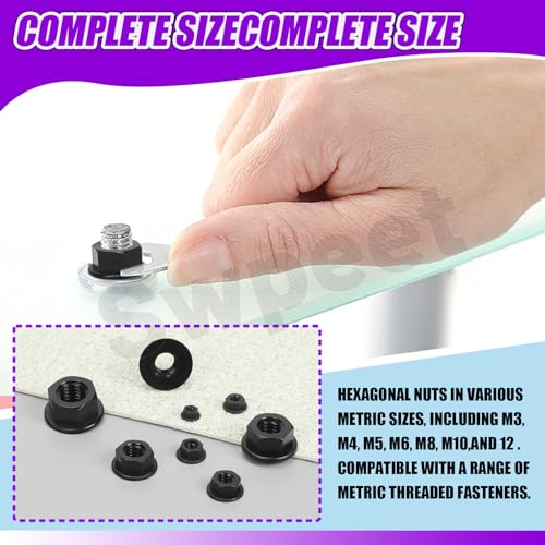 Écrous de fixation hexagonaux en nylon anti-vibration Swpeet M3-M12