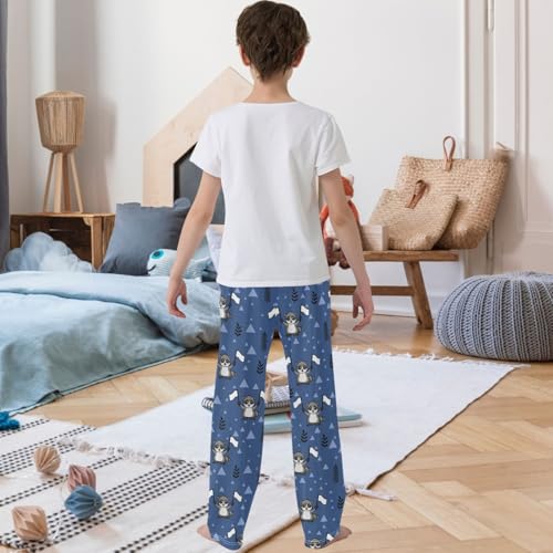 Boy's Pants Raccoon Forest White Flag Jogger Pants Elastic Waist Long Bottoms Trousers with Pockets 6-14 Years3