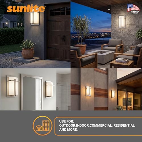 Image of Sunlite 46091 Decorative Square Wall Sconce Light Fixture, A19 Bulb, E26 Socket, 60 Watts Max, Indoor, Opal Shade, Stainless Steel Frame, Bathrooms, Hallways & Entryways