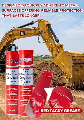 Image of FOTU 277 Ultra Heavy-Duty Red Grease #2 Wheel Bearing Grease Tube,2x14oz,Multi-Purpose Lubricant for Severe Conditions, Ideal for Automotive, Marine, Buses, Trucks and Tractors