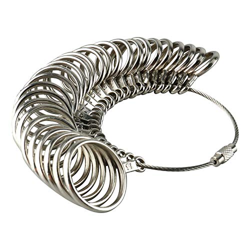 Hyddnice 4Pcs Ring Mandrel Sizer Tool Jewelry Making Measuring Tools Kit With Metal Mandrel Finger Sizing Measuring Stick 27Pcs Ring Sizer Guage Circle Models #TOP4