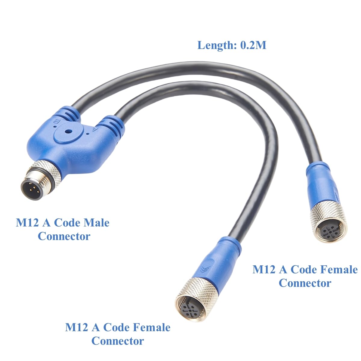 NMEA 2000 Multiport M12 Y-Splitterkabel IP67 Wasserdicht N2K M12 A-Code 5-poliges Verlängerungskabel Stecker auf Buchse Marine Boat Backbone Y-Koppler-Anschlusskabel für CANBUS CANOpen Devicenet 0,2m