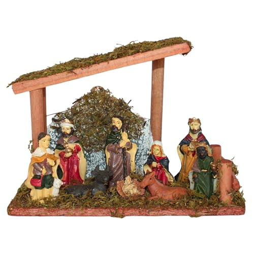 Belén Navidad Completo Con 9 Figuras 20x15cm - Portal o Pesebre Incluido - Figuritas Para Completar Tu Belén