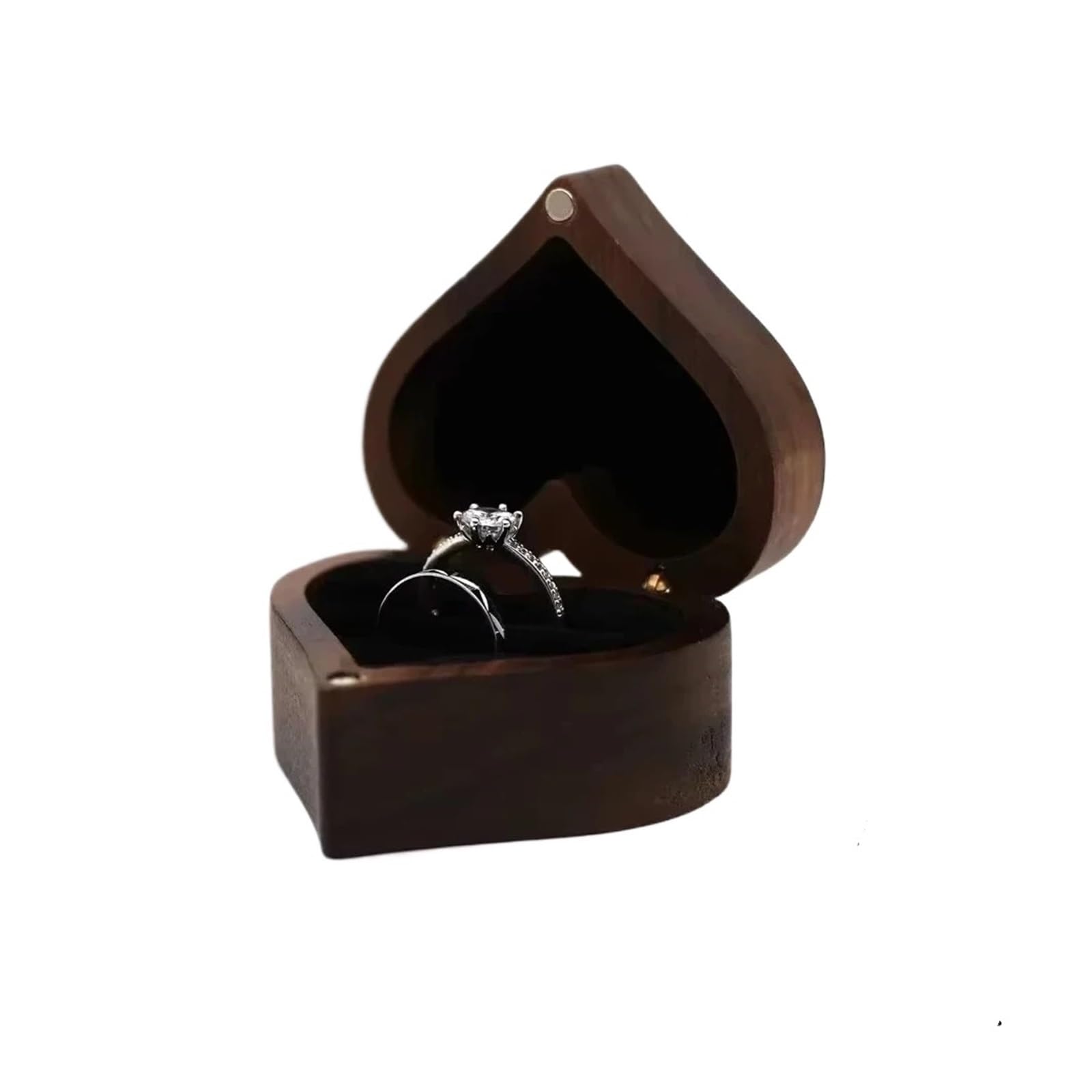 LCKKJHG Wedding Ring Box 1PCS Walnut Wood Ring Box For Wedding Ceremony Jewelry Storage Proposal(PURPLE)