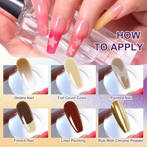 Image of THR3E STROKES Solid Cream GelPolish Set, 9 Colors Pudding Gel Nail Polish Palette with Nail Brush, Nude Pink Orange Red Solid Gel Polish Nail Art Kit Soak Off Portable Gift for Girls /Friend DIY Home (H)