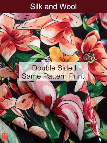 HangErFeng Floral Double-Sided Wool-Silk Scarf Elegant Print 10183