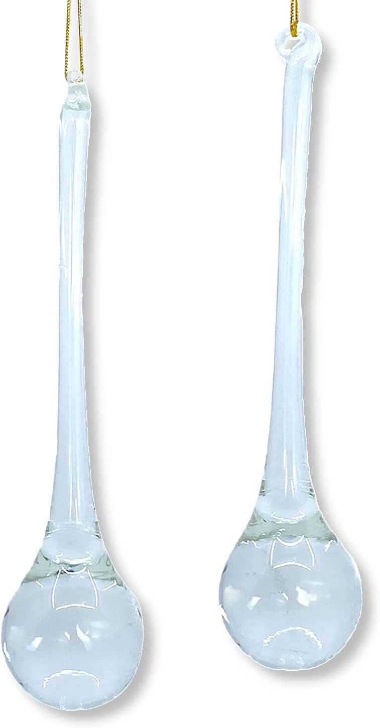 Glass Raindrop Ornaments 6" Set of 2 Home & Kitchen