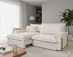 Sofá Retrátil e Reclinável Dubai, Estofado em Molas ensacadas, 2,10m. (Cru)