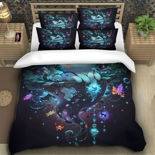 Housse de couette chat 3D rafraîchit une chambre terne en lit simple - 5