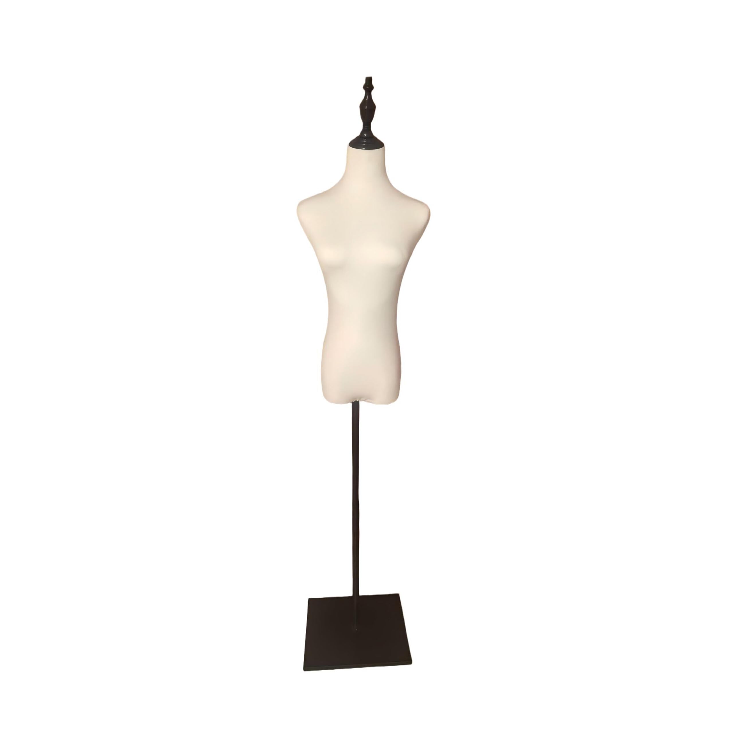 Relaxdays manichino Donna Regolabile 140-175 cm, Base Metallica, Bianco/Nero, 175x37x23 cm