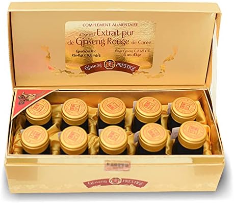 10 Flacons d'Extrait de Ginseng Rouge de Corée Prestige 40g - 100...