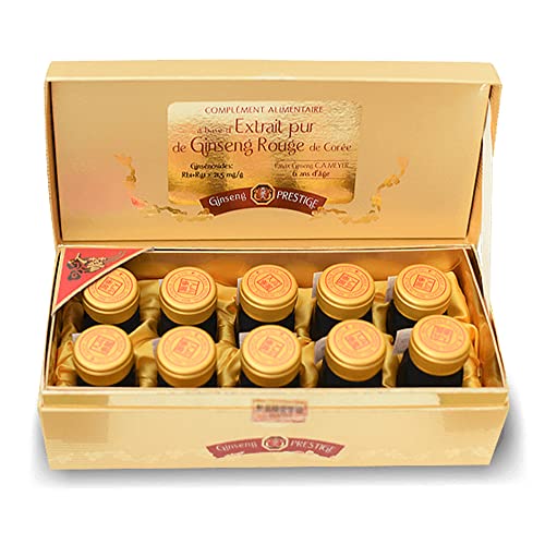 10 Flacons d'Extrait de Ginseng Rouge de Corée Prestige 40g - 100...